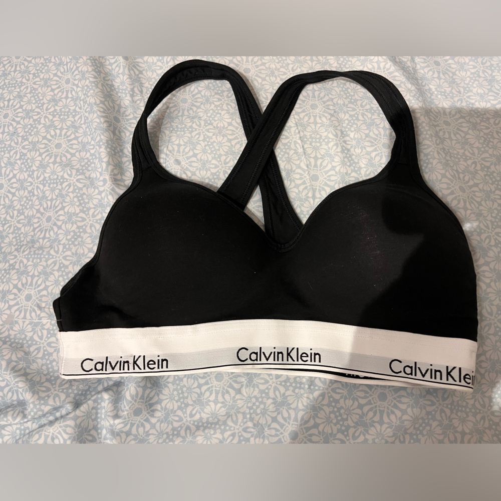 Calvin Klein Black Bra with White Logo Band